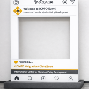 Premium Instagram-style selfie frame stand with custom branding, perfect for events, exhibitions, and weddings. Made with durable materials and a stable base, it creates a fun photo booth experience and boosts social media engagement. Custom sizes and designs available.