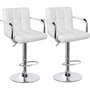 Premium White Adjustable Bar Stool Chair with Backrest & Armrest – Modern Event & Counter Seating